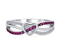 Romantic Danity CZ Accent Cubic Zirconia Twisting Intertwined Bands Pink Infinity Promise Heart Ring For Women .925 Sterling Silver