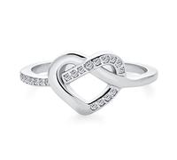 Romantic Danity Delicate CZ Accent Cubic Zirconia Twisting Intertwined Bands Promise Heart Ring For Women .925 Sterling Silver
