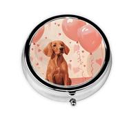 Romantic Dog Small Pill Box 3 Compartment Portable Pill Box for Purse Pocket Labrador Balloon Mini Medicine Organiser for Daily Vitamin Fish Oil Storage