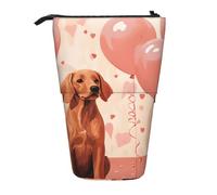 Romantic Dog Standing Pencil Case Labrador Balloon Pen Pouch Holder Telescopic Pencil Bag Pop Up Cosmetics Bag Stationery Organizer for School Office Travel