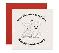 Romantic Dog-Themed Anniversary Card - Love Like Ours Is Fur-Ever for Couples, Partner, Wife, Husband, or Dog Lovers - Cute Puppy Design with Red Envelope