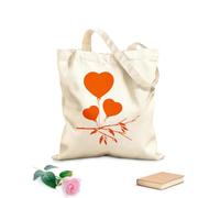 Romantic Drawing Heart Balloons Valentine Unbleached Canvas Tote Bag 340g/m² thick fabric Uses as a tool bag