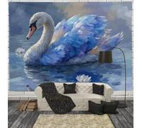 Romantic Elegant Tapestry Wall Hanging Swan Water Lily Tapestry for Bedroom AestheticBlue White Tapestries Wall Wall Hanging for Bedroom Living Room Dorm 36 x 48 inches