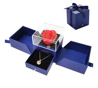 Romantic Eternal Rose Box, Infinity Love Necklace Gift Set - Preserved Real Rose & Jewelry Storage For Women - Anniversary, Birthday, Mother's Day, 10