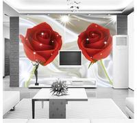 Romantic Ethereal Red Roses Light Luxury Silk 3D Wallpaper Easy Install Feature Office Living Room Sofa Bedroom TV Background Wall Decoration-200cm×140cm