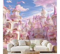 Romantic Fairy Tale Castle Wall Mural Fantasy Floral Decor Peel and Stick Photo Wallpaper 150x100 cm Princess Castle Non-Woven Wall Stickers for Bedroom Living Room Poster Decoration vd206u