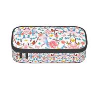 Romantic Fancy Floral Birds Butterfly Large Pencil Case for Girls and Boys, Aesthetic Pencil Bag with Multi Compartments for Adults, Office Stationary Organizer Practical for Kids Teenage Women Men