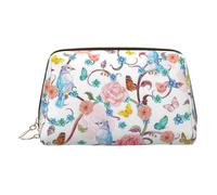 Romantic Fancy Floral Birds Butterfly Makeup Bag Travel Makeup Bag with Compartments,Portable Toiletry Bag for Women
