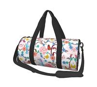 Romantic Fancy Floral Birds Butterfly Print Travel Duffel Bag, Foldable Gym Bag Overnight Weekend Bags for Women, Large Holdall Bag Cabin Bag for Sports and Travel