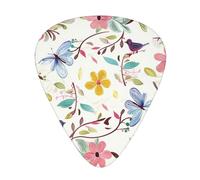 Romantic Fancy Floral Birds Butterfly Printed Custom 12 Pieces Guitar Pick In A Box,The Pick Makes Sound Clear, Ukulele, Electric Bass (0.46 0.71 0.96mm)