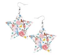 Romantic Fancy Floral Birds Butterfly Statement Earrings for Women, Star Drop Earrings, Elegant Dangle Jewelry for Formal Gatherings