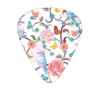 Romantic Fancy Floral Birds Butterfly The guitar pick, for acoustic, electric, bass guitars - natural touch, 12 pack, multi-color.