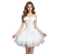 Romantic Fantasy White Corset Top |Soft Role-Playing Tulle Ballet Skirt Set | Romantic Fantasy Swan Angel Tutu Set White Swan Costume Corset For Dance Easter Elegant Party Performance Birthday Carnival