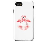 Romantic Flamingo Couple Heart Reflection Watercolor Love Case for iPhone SE (2020) / 7/8