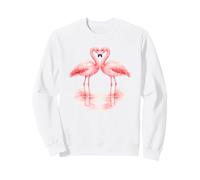 Romantic Flamingo Couple Heart Reflection Watercolor Love Sweatshirt