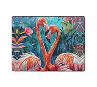 Romantic Flamingo Pair Area Rugs for Living Room Decor - Soft Throw Washable Rugs for Bedroom, 63x48 Inch Indoor Carpet for Bedroom Living Room