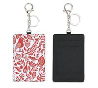 Romantic Floral and Bird Access Card Holder with Keychain Bus Pass Holder for Women Men with 2 Card Slots Slim Wallet for Nurse Teacher Student Meal Bank Credit Cards Daily Use Nurse Accessories