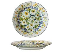 Romantic Floral Dessert Plates 21cm Set of 2 - French Cottagecore Flower Pattern Side Plates, Breakfast Plates,Steak Plates,Cake Plates & Salad Plates - Resistant Glazed,Microwave & Dishwasher Safe