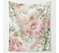 Romantic Floral Flannel Throw Blanket, Elegant Peony Flowers Green Leaves Soft Blanket for Bed Sofa Couch, Microfibre Fluffy Blankets for Kids Adults, 130 x 150 cm Pink