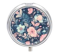Romantic Floral Style Pill Box Round Pill Case for Purse & Pocket 3 Compartment Medicine Pill Organizer Portable Travel Pillbox Medicine Vitamin Cod Liver Oil Storage Box