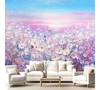 Romantic Floral Wall Mural Wallpaper, Cosmos Wildflower Meadow Wallpaper Decorative Wall Mural for Bedroom Study Living Room Home Decor Photo, 450 x 315 cm(W x H)