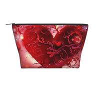 Romantic Flower Heart Prints Trapezoid Makeup Bag Travel Cosmetic Organizer with Foam Padding for Gym, Office, and Weekend Trips
