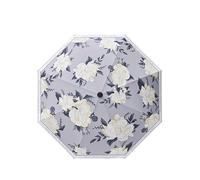 Romantic Flower Language Umbrella Vinyl Coating Rain Parasol Sun Shade Folding Umbrellas(Ink White Flower)