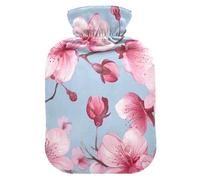 Romantic Flower Pink Hot Water Bottle with Soft Cover Hot Water Bag for Foot Bed Warmer Pain Relief Small