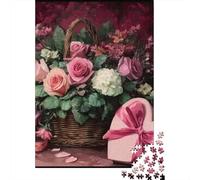 Romantic Flowers 1000 Pc Cardboard DIY Valentine Floral Arrangement Jigsaw, Concentration Training Teens, Stress Relief, Vibrant Colours & After-School Fun 70x50cm/1000pcs