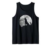 Romantic Full Moon Funky Howling Alpha Wolf Silhouette Tank Top