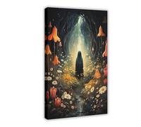 Romantic Ghosts in The Dark Flower Forest Canvas Poster Wall Art Decor Print Picture Paintings for Living Room Bedroom Decoration 16x24inch(40x60cm)