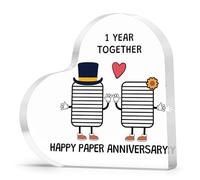 Romantic Gifts for Couples 1st Wedding Anniversary Plaque Gift Acrylic Plaque Gifts 1st Anniversary Wedding Gift for Husband Wife 1 Year Marriage Valentines Day Keepsake Desk Decor