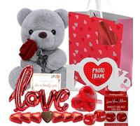 Romantic Gifts Set - 27cm Teddy Bear, Chocolates, Balloon, Photo Frame, Date Dice & Card - Gift Hampers for Mum, Birthday Gifts for Husband & Wife, Boyfriend, Girlfriend, Couple Gift