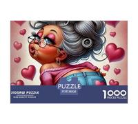 Romantic Granny Great Gift Idea 1000 Piece Jigsaw Puzzle -Sassy Grandma with Heart Jeans for Adults Men And Women Educational Game Challenge38x26cm/1000pcs