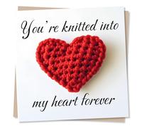 Romantic Happy Anniversary or Valentine's Card For Partner - Crochet, Love, Knitting - You're Knitted Into My Heart Forever - For Wife, Husband