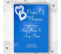 Romantic Heart Clouds Sky Personalised Wedding Double Cover Order of Service