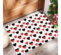 Romantic Heart Door Mats Indoor 50 X 80 Cm, Machine Washable Inside Door Mat, Minimalism Soft Doormats, Super Absorbent Entrance Rug, Anti-Slip Floor Mats For Front Rear Doors (Red)