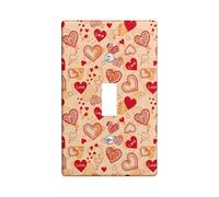 Romantic Heart Light Switch Cover Plates/Outlet Covers, Red Peach Love Patterns for Wall Decor, Thermoplastic Standard Size Single Toggle