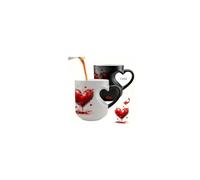 Romantic Heart Magic Mug, Heart-Shaped Color Changing Magic Ceramic Mug, Novelty Coffee Cup with Love Hearts Handle, Motivational Gifts for Mom Wife Grandma Mother's Day