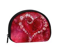 Romantic Heart Mini Zipper Coin Purse, Small Travel Organizer with All-Over Print, Durable Polyester Fabric, Compact Pouch for Coins,Keys