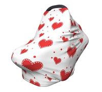 Romantic Heart Nursing Cover 360° Full Coverage Valentine Stretch Scarf for Breastfeeding and Car Seat Cover Fit for Most Pushchairs and Prams