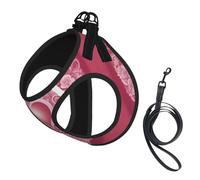 Romantic Heart Print Adjustable Reflective Harness Leash Set For Cats, Dogs And Small Pets, Soft Breathable Mesh Walking Vest With Escape-Proof Lead