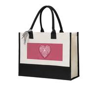 Romantic Heart Print Eco-Friendly Canvas Tote Bag Large Capacity Daily Shopping Trips Weekend Getaways