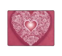 Romantic Heart Print Living Room Floor Carpet Washable Rugs for Bedroom Home Carpets 63 X 48 Inch