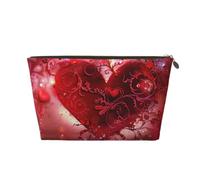 Romantic Heart Printed Travel Cosmetic Bags with Gold Zipper Makeup Organizer Cosmetic Case Toiletry Bag for Women Mom Girls