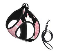 Romantic Heart Rose Gold Sequin Stripe,Pet Harness,Adjustable Reflective Dog Harness,Pet Leash Vest,S