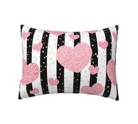 Romantic Heart Rose Gold Sequin Stripe,Short Plush Pillowcase, Decorative Pillowcase Suitable For Sofas, Living Rooms, And Beds.