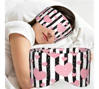 Romantic Heart Rose Gold Sequin Stripe, Sleep Mask for Home Travel, Full Eye Covers Light Blocking Eye Mask Sleep Eye and Ear Muffs
