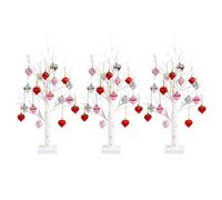 Romantic Heart-Shaped Birch Tree Lamp 24 Inch, Valentines Day Lighted Birch Tree Decorations with 24 LED Lamps and 18 Hearts, Artificial Valentine Trees Glow Birchs Decoration for Home(3PCS)