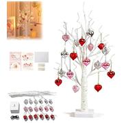 Romantic Heart-Shaped Birch Tree Lamp, Valentines Day Decorations Lighted Birch Trees, Heart DIY Artificial Tree Lamp with Hanging Hearts,Lighted Birch Tree, Light up Twig Tree for Party Decor (1Pcs)